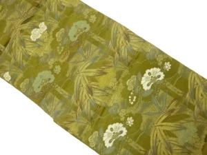 アンティーク　竹笹に唐花・蔦の葉模様織り出し丸帯（材料）